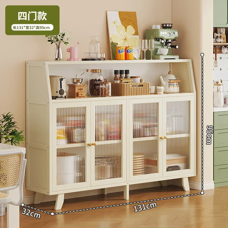 Customizable Bamboo Kitchen Sideboard Storage Cabinet Home Utensils & Dinnerware Rack for Living Room