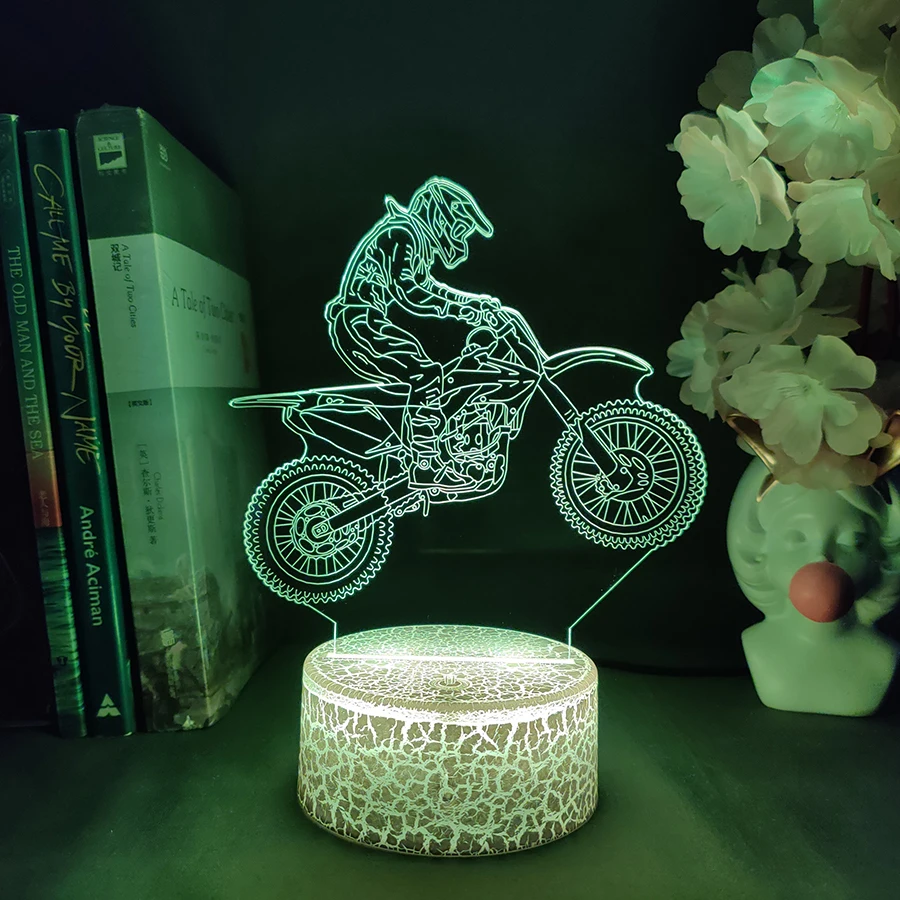 Racing Motorcycle 3D Visualization Led Night Light For Bedroom Dirt Bike Lava Lamp Children\'s Room Decor Boyfriend Birthday Gift