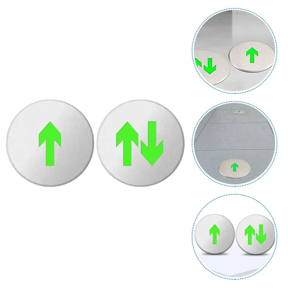 

2Pcs Practical Stainless Steel Arrow Exit Sign Simple Installation for Floors Stairs Safety Signs Arrow Exit Sign