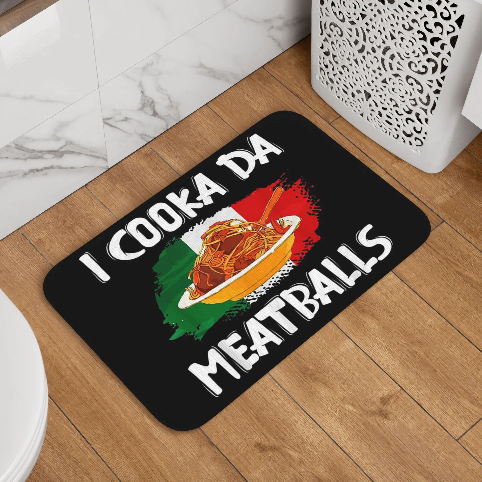 Cooka Da Meatball Italian Slang Italy Food Spaghetti Pasta Doormat Carpet Rug Kitchen Entrance Home Floor Mat for Footpad Mats