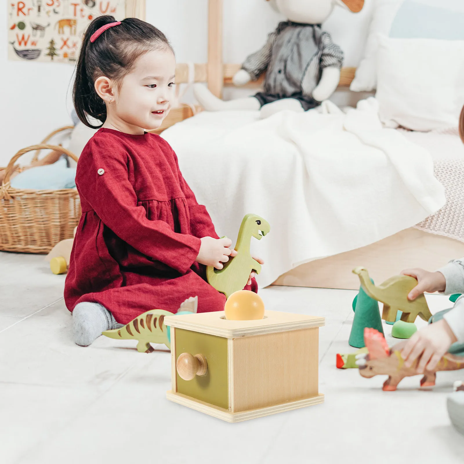 

1Set Educational Box Wooden Shape Matching Ball Drop Cognitive Development Early Learning Kids Sensory Motor