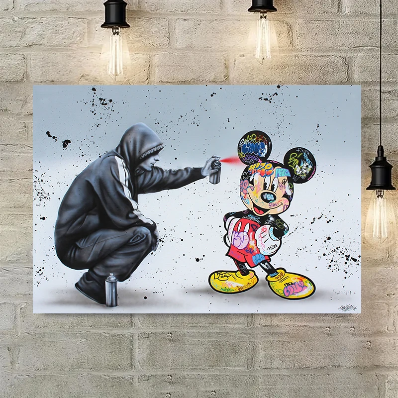 

Miniso Disney Mickey Mouse Poster and Prints Graffiti Canvas Paintings Living Room Decor Wall Art Pictures Home Decor