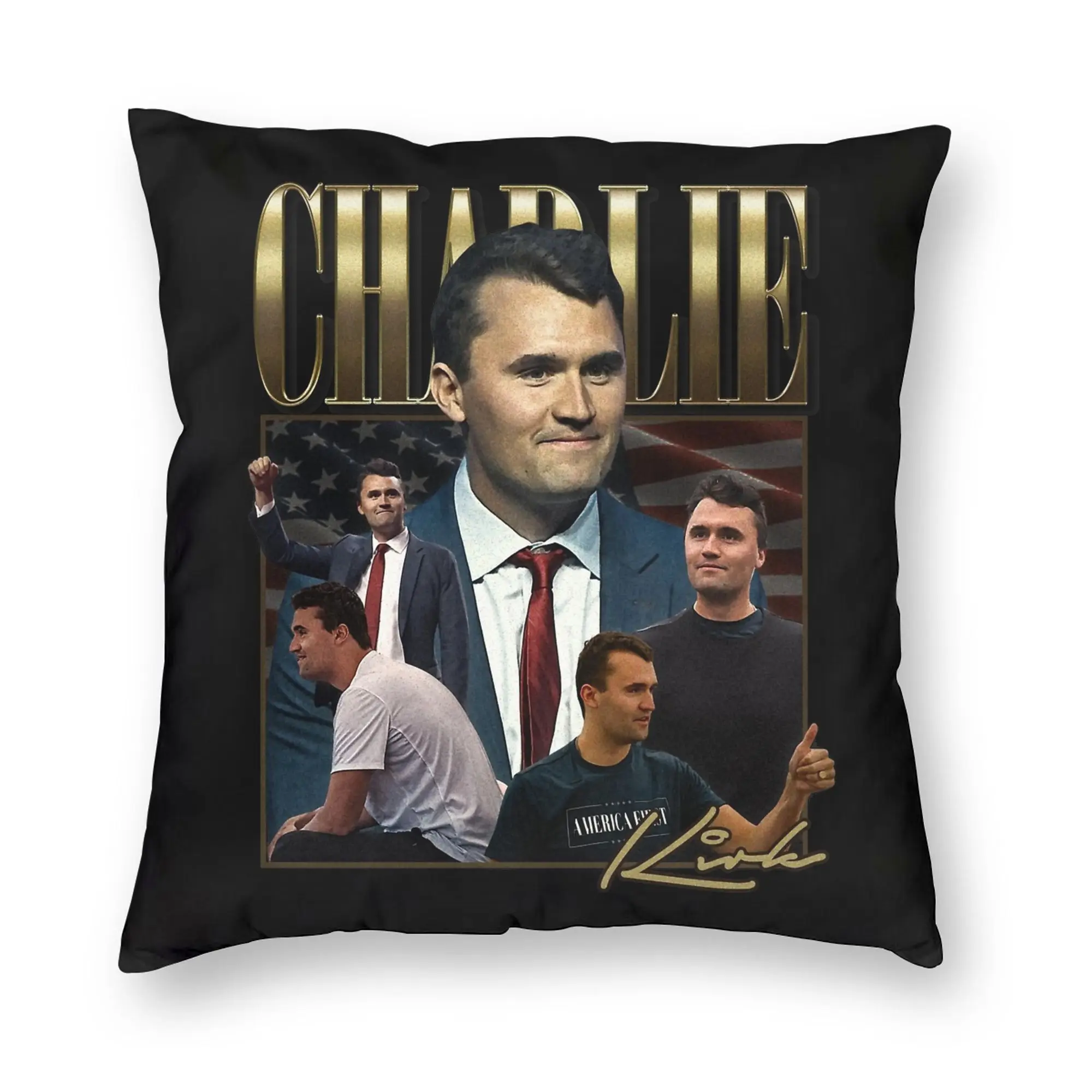 Charlie Kirk Pillowcase Soft Polyester Cushion Cover Decorations  Throw Pillow Case Cover Bedroom Square 18''