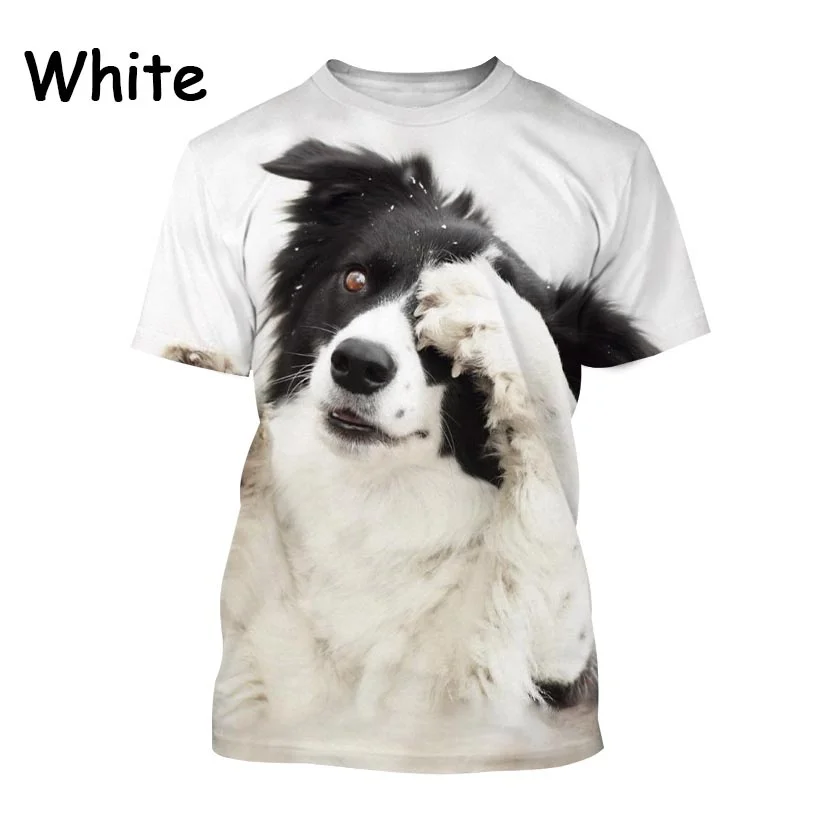 New Popular Border Collie 3D Printed T-shirt Fashion Cute Dog Unisex Animal Round Neck Casual Short Sleeve