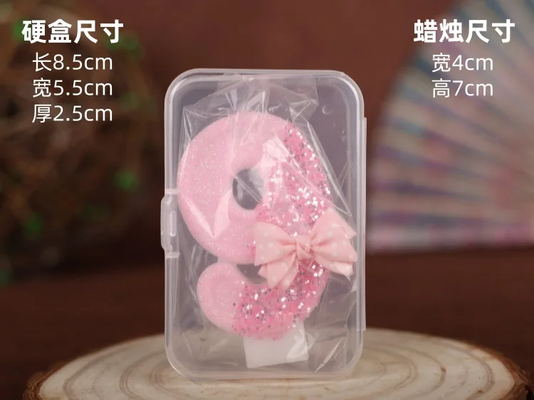 1 2 3 4 5 6 7 8 9 Zahlen-Kuchenkerzen Rosa Schleife Glitzer für Geburtstagskerzen 3D Zahlenkerzen Kuchendekoration Party Tortendeko DIY – Detail 3