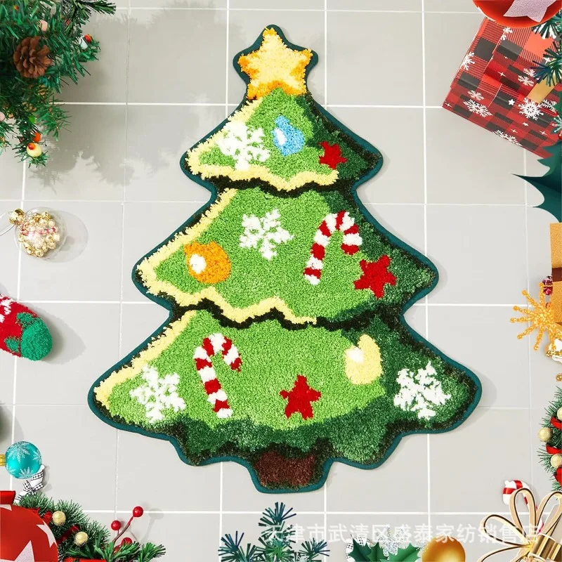 Cartoon anime Santa Claus floor mat bedroom bedside blanket living room bathroom door non slip absorbent foot mat Christmas gift