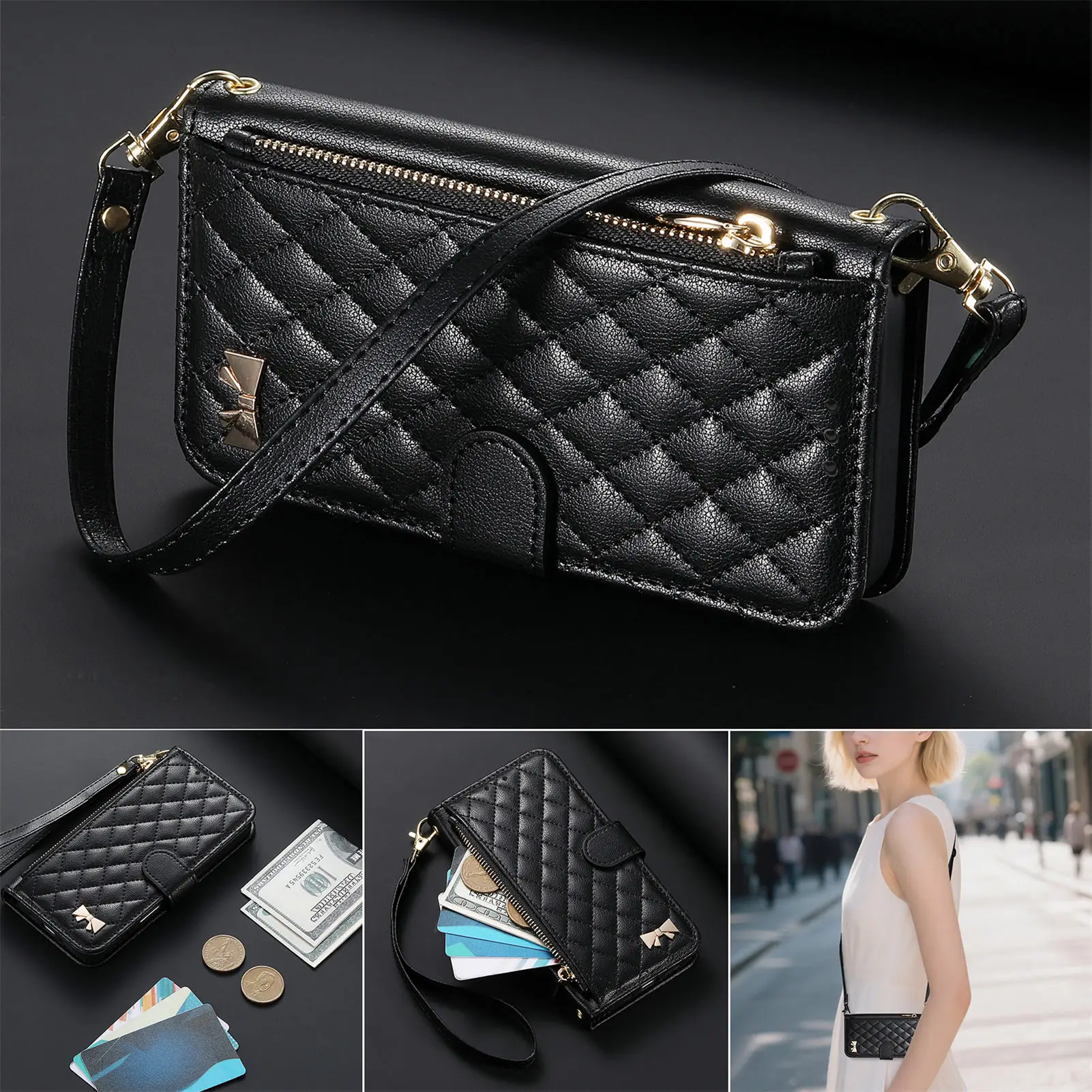 PU Leather Zipper Crossbody Flip Wallet Card Slot Phone Case For Sony Xperia 1 VII 1 VI / 1-6 1 V 1 IV 10 VII 10 VI 10 V Cover view 4