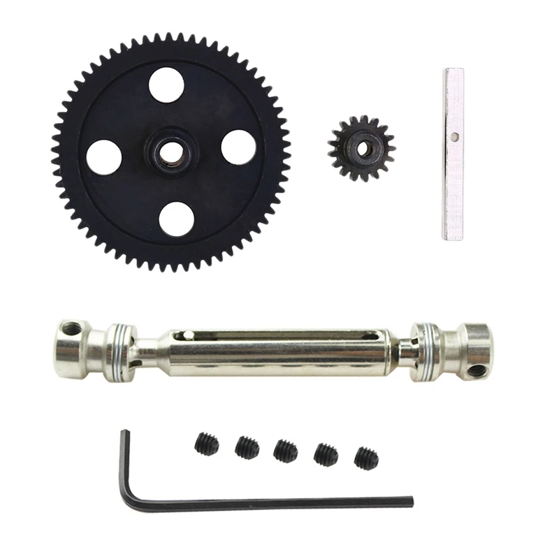 

L81A 2025-Metal Rear Middle Drive Shaft For Fy-01/02/03/04/05 Wltoys & Spur Diff Main Gear 62T Reduction Gear For Wltoys 12428