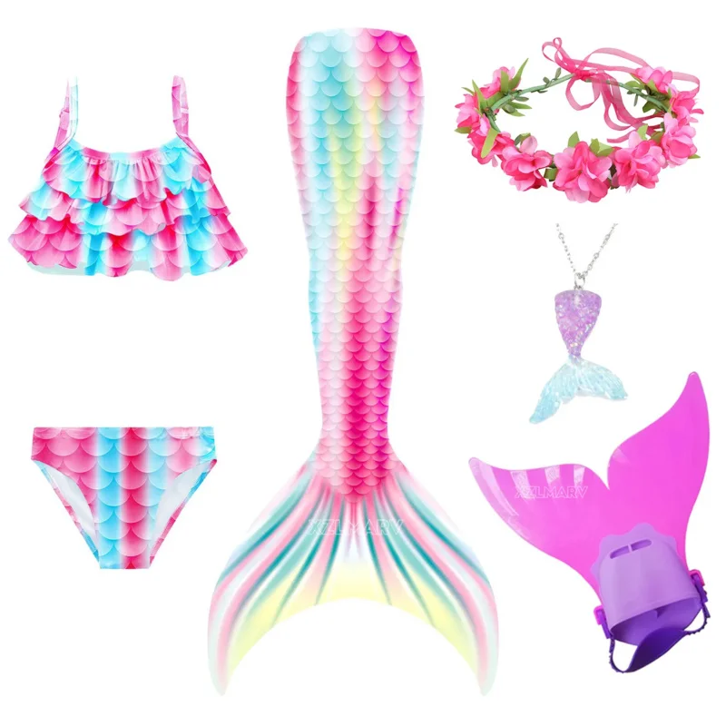 Kinder Mädchen schwimmen Meerjungfrau Schwanz Meerjungfrau Kostüm Cosplay Kinder Badeanzug Fantasie Strand Bikini kann Mono flosse Halloween hinzufügen