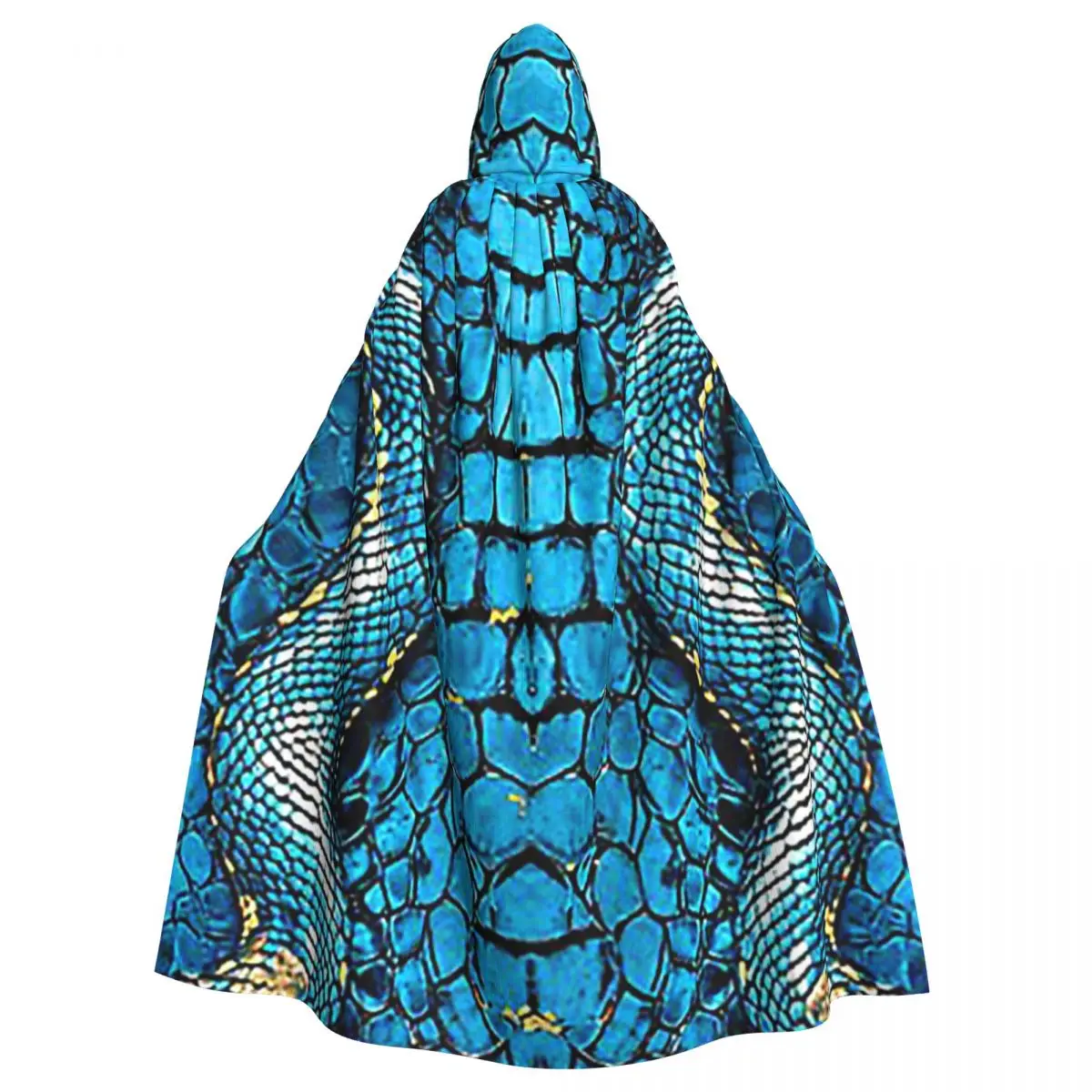 Snake Skin Blue Snake Serpent Animal Print Viper Long Hooded Cloak Witch Medieval Costume Cosplay Cape HalloweenVampire Unisex