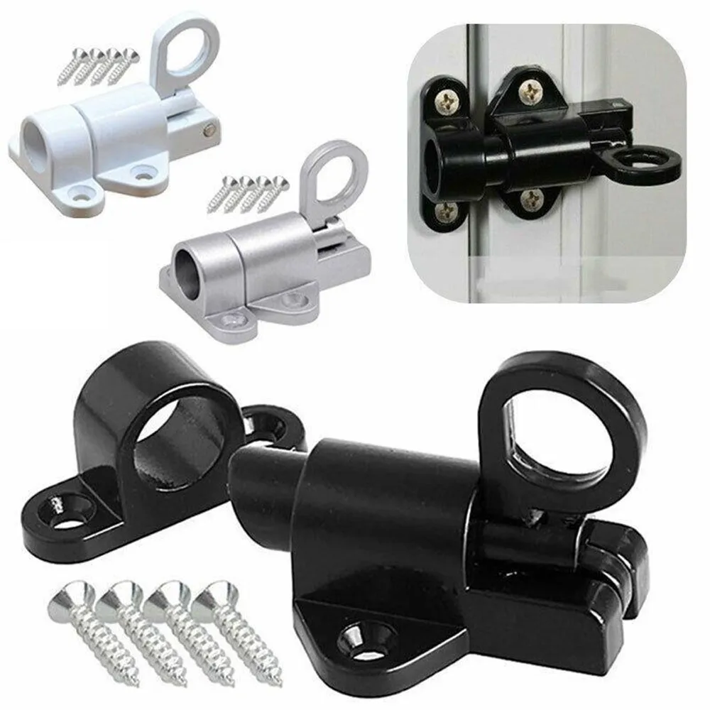 

Automatic Latch Lock Aluminum Alloy Window Gate Security Pull Ring Spring Bounce Door Bolt