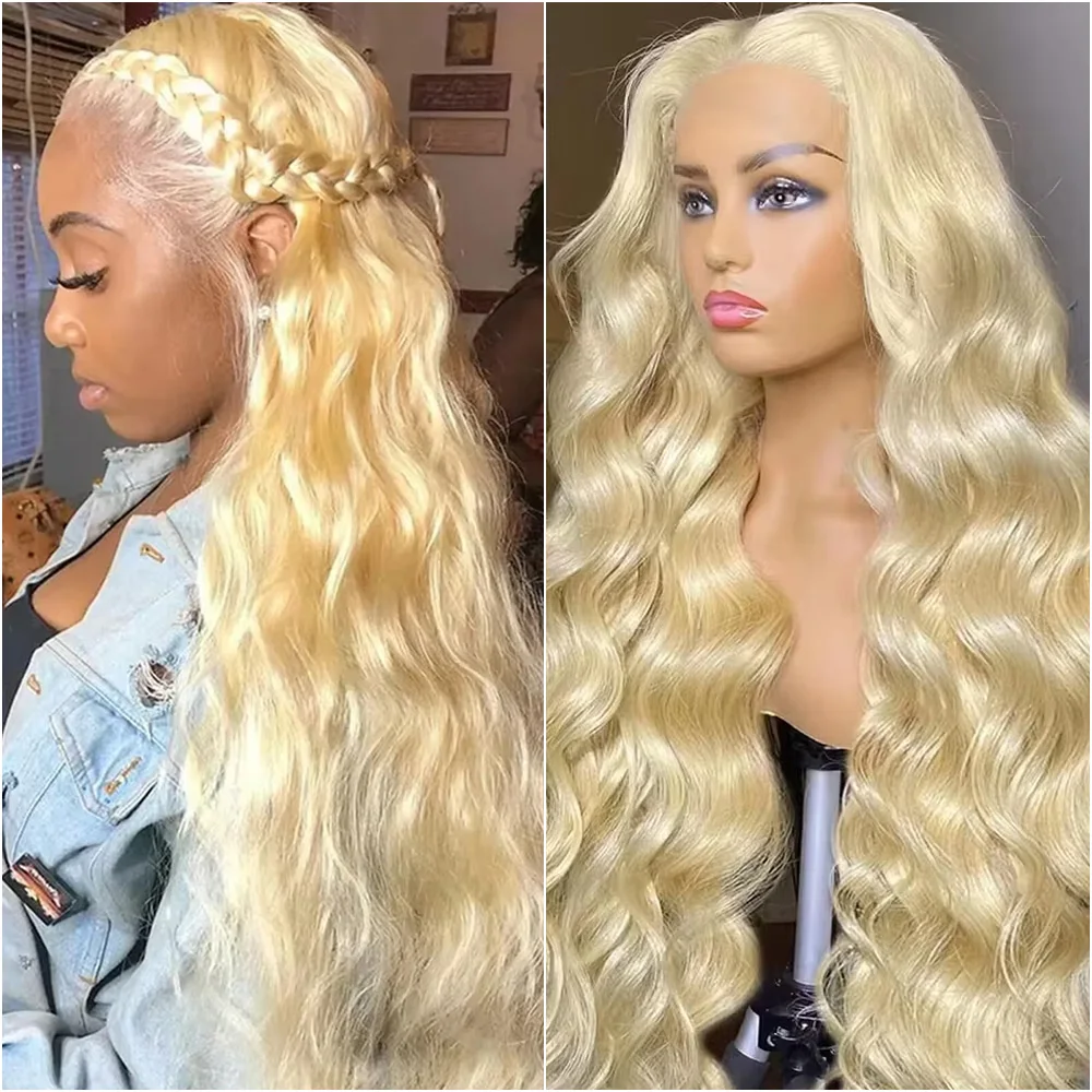 

220% Density Blonde 613 Body Wave Lace Frontal Human Hair Wig 30 40 Inch 13x6 HD Transparent Lace Front Brazilian Wigs For Women