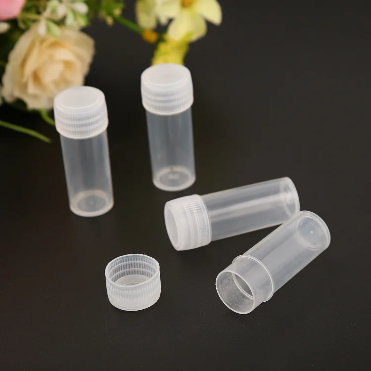 100PCS 5ml Plastic Sample Bottles Mini Clear Storage Vials Case Pill Capsule Storage Containers Jars Test Tube Pot For Lid