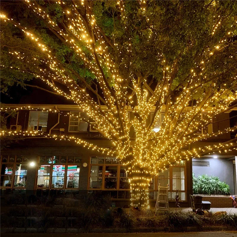 الشمسية LED سلسلة أسلاك نحاسية أضواء 8 طرق في الهواء الطلق لتقوم بها بنفسك وميض مصباح المشهد حديقة شجرة الزفاف شارع الشجائر الديكور #3