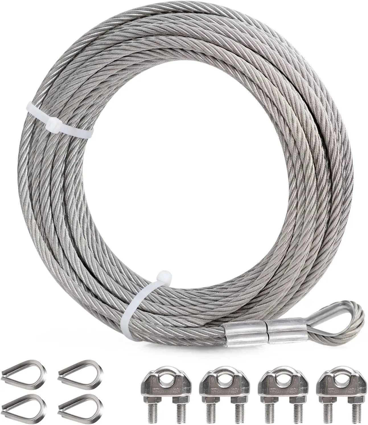 

1/4 Inch Stainless Steel Cable 50FT, 7x19 Strands Wire Rope 6400lbs Breaking Strength for Zipline, Deck Railing, String Lights