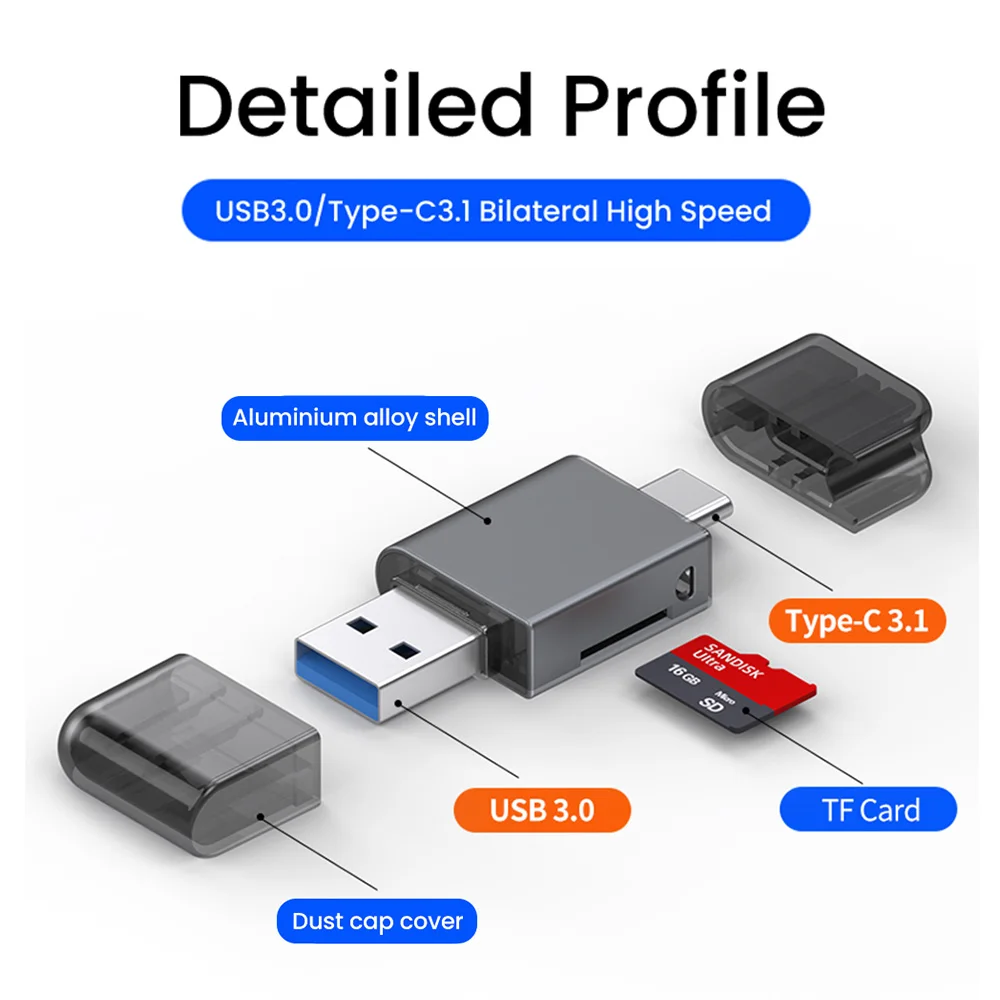 Elough USB 3.0/Type C3.1 Card Reader SD Micro TF Card Reader for PC Laptop Accessories Smart Memory Cardreader SD Card Reader