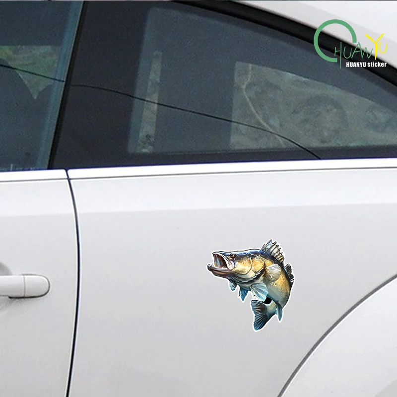 PVC Decal Fishing Big Fish Sea Bass Car Sticker Waterproof for Bumper Rear Window Laptop