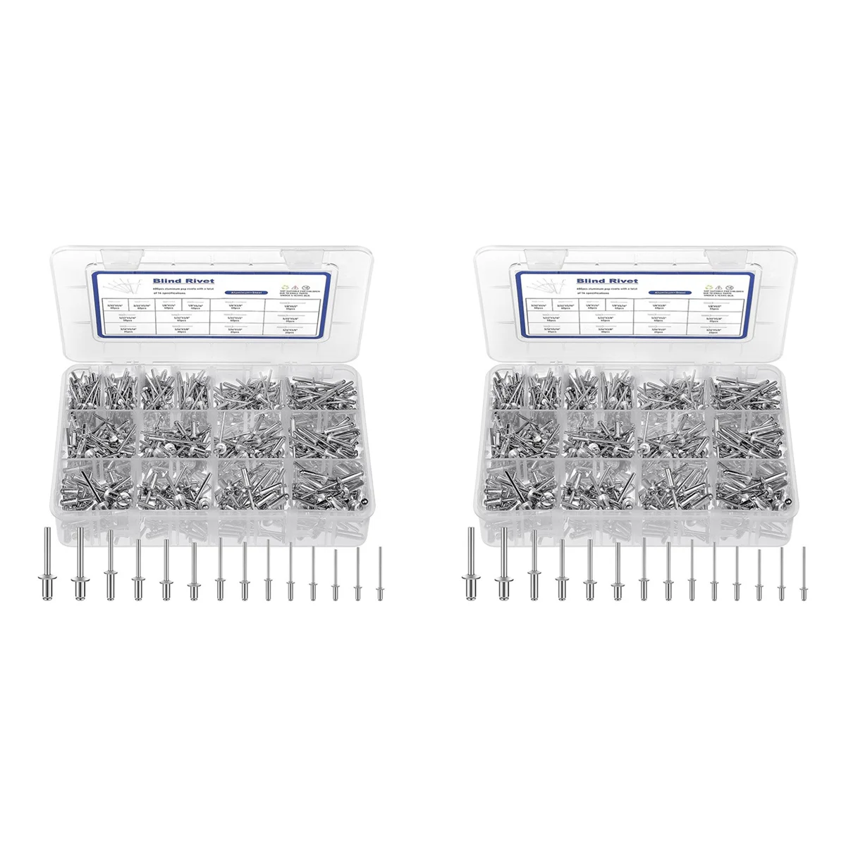 2025 New 1200 Pcs 14 Size Rivets Assortment Kit Aluminum Rivets (3/32Inch 1/8 Inch 5/32 Inch 3/16 Inch),Assorted Blind Rivets