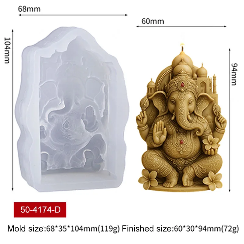 3D Lord Ganesha Elephant Candle Silicone Mold Taj Mahal Elephant Aroma Soap Plaster Art Craft Ornament Making Mold Home Decor