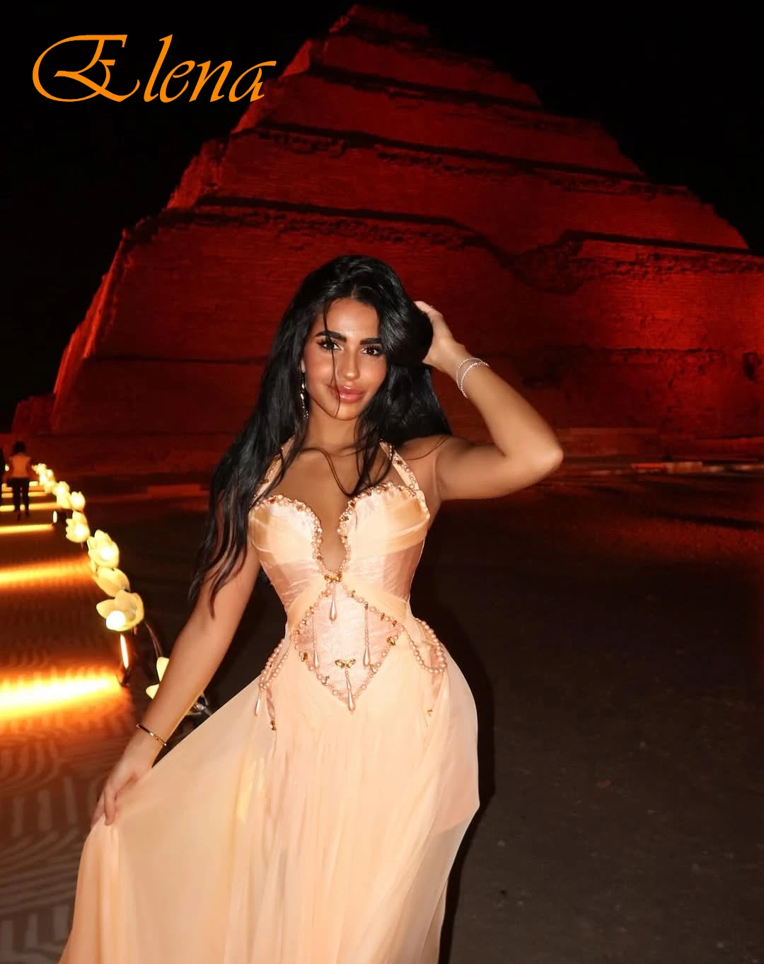 

Customized A-Line Halter Sleeveless Formal High Quality Evening Dress Delicate Elegant Party Dress Temperament Prom Dress