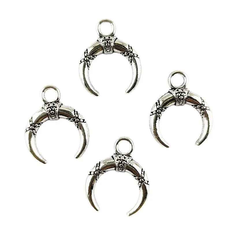 

120pcs/lot DIY Jewelry Accessories Alloy Cow Horn Crescent Moon Earring Connector Bracelet Loose Bead Pendant