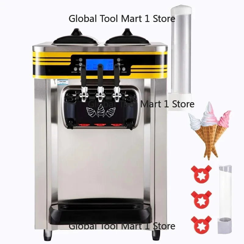 Succe-=22-30L/H Soft Ice Cream Maker Commercial Countertop Tricolor 2+1 Flavors Sweet Cones Freezi-Equipment Vending Machine