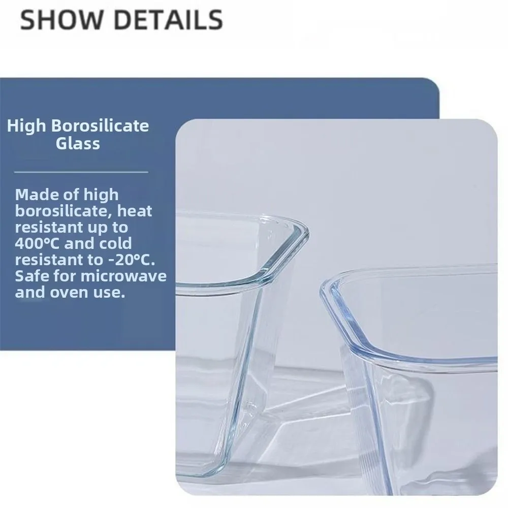 High Borosilicate Large Capacity Glass Crisper Box Stackable Leak-Proof Large Glass Box Microwave Safe Durable Lunch Box view 5