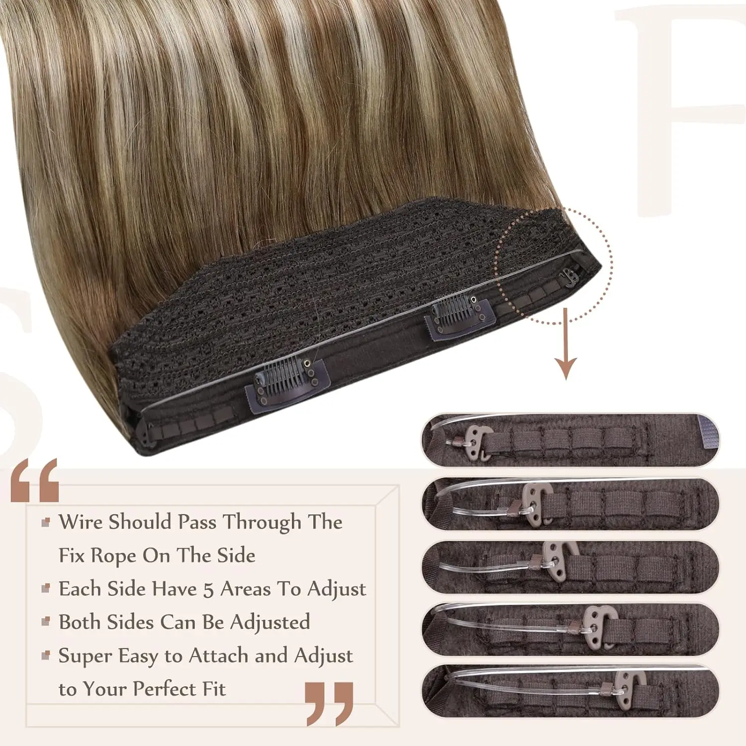 Extensiones de Cabello Full Shine Fish Line para mujer, hilo Invisible, cabello Remy, Clips de una pieza, Color rubio, negro y gris