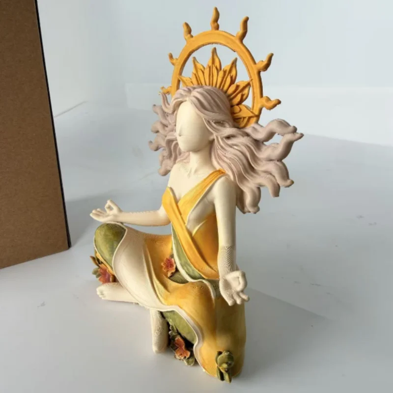 Serenity Goddess Resin Figurine Meditation Statue Minimalist Tabletop Sculpture Spiritual Home Desktop Ornament Decor