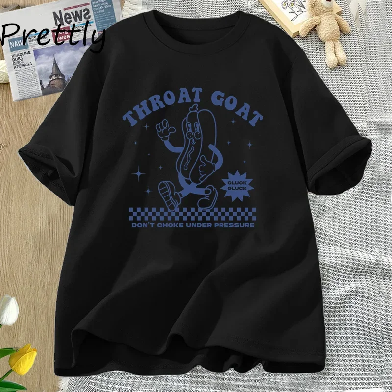 Throat Goat Graphic T Shirts Cotton Causal Short Sleeve T-shirt Fashion Round Neck Loose Tees Woman Clothing Streetwear