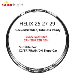 Sunringle Bicycle Rim HELIX 25 27 29 26/27.5/29 Inch MTB Circle Sleeved/Welded/TUBELESS Suitable for XC/TR/FR/AM/DH/Slope Car