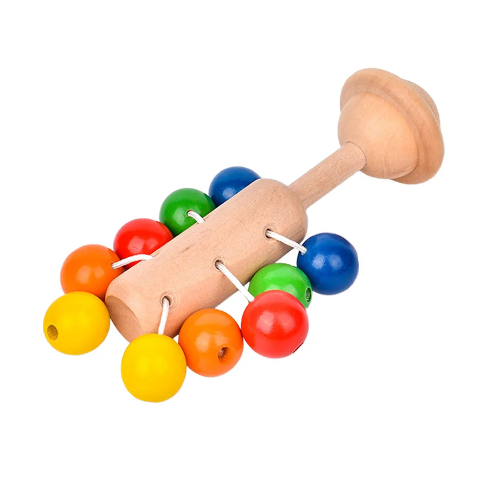 خشخيشة خشبية للأطفال، جرس يدوي تعليمي للأطفال، تحسين القدرة على التنسيق، يجذب الاهتمام، التصميم العلمي #2