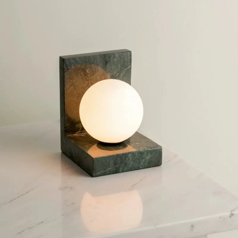 Nordic luxury minimalist marble texture desk lamp study room, bedroom, modern minimalist decoration room, guest room atmosphere