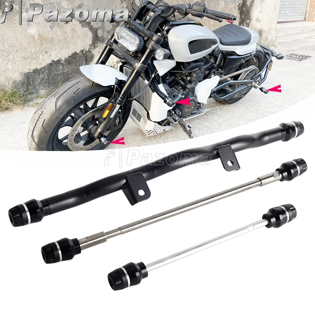 

For Harley Sportster S RH1250S Highway Crash Bras W/ Front Rear Wheel Fork Axle Sliders Motorcycle Falling Protector 2021-2023