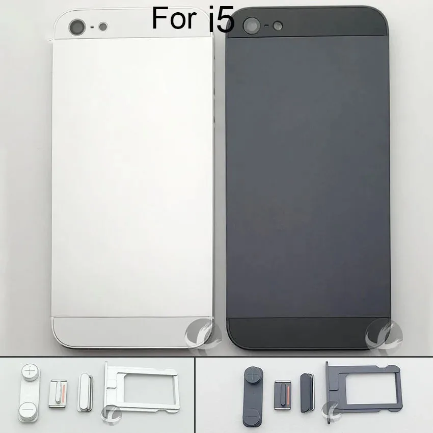 Back Housing For iphone 5 5S SE Metal Rear Cover Battery Lid Door Frame With Side Key Battery Sticker Screwdriver Tool