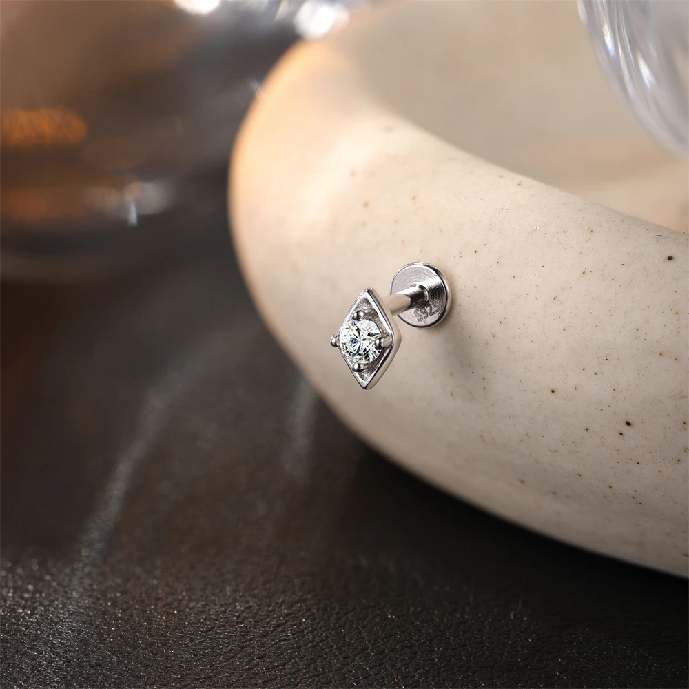 ROXI Moissanit 925 Sterling Silber Geometrischer Quasten-Ohrstecker für Damen, flacher Rücken, Helix-Blumenanhänger, edler Schmuck – Detail 17