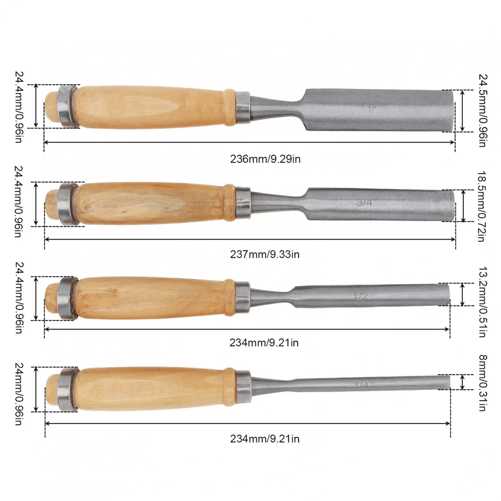 4pcs Wood Carving Chisel Hand Tool Set Semi-Circular Steel Carpenter Wood Carving Gouge Chisels Tool For Home DIY Woodworking