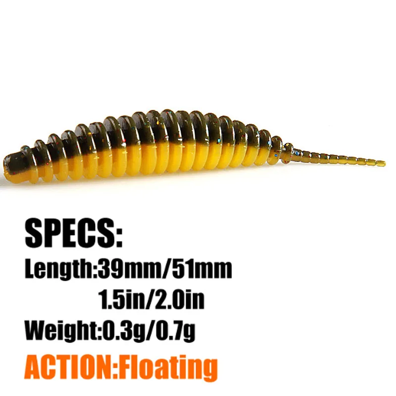 10pcs Floating Worm Bait Soft Tanta 35/49/65mm Fishing Lures Pesca Carp Fishing Bass Lure Lsca Artificial Bait Accessories