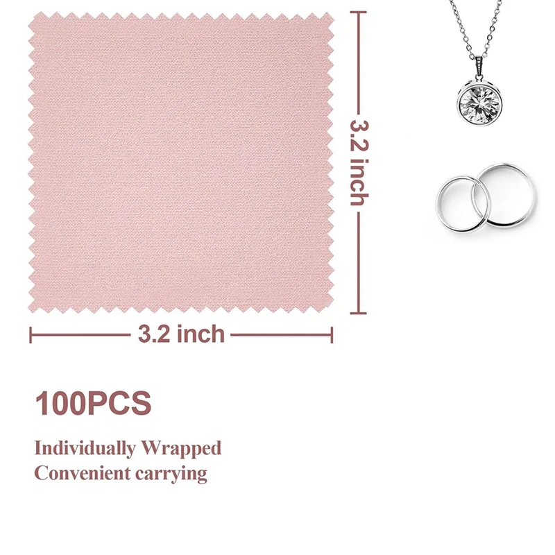 Jewelry Cleaning Cloth, Professional Polishing Cloth Individually Wrapped, Pink Silver Polishing Cloth