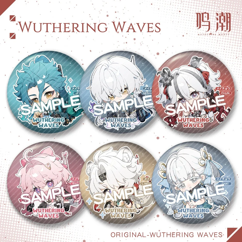 New Wuthering Waves Game Laser Matte Badge Camellya Geshulin Scar Yinlin Rover Cute Cartoon Anime Pin Brooch Jewelry Gift