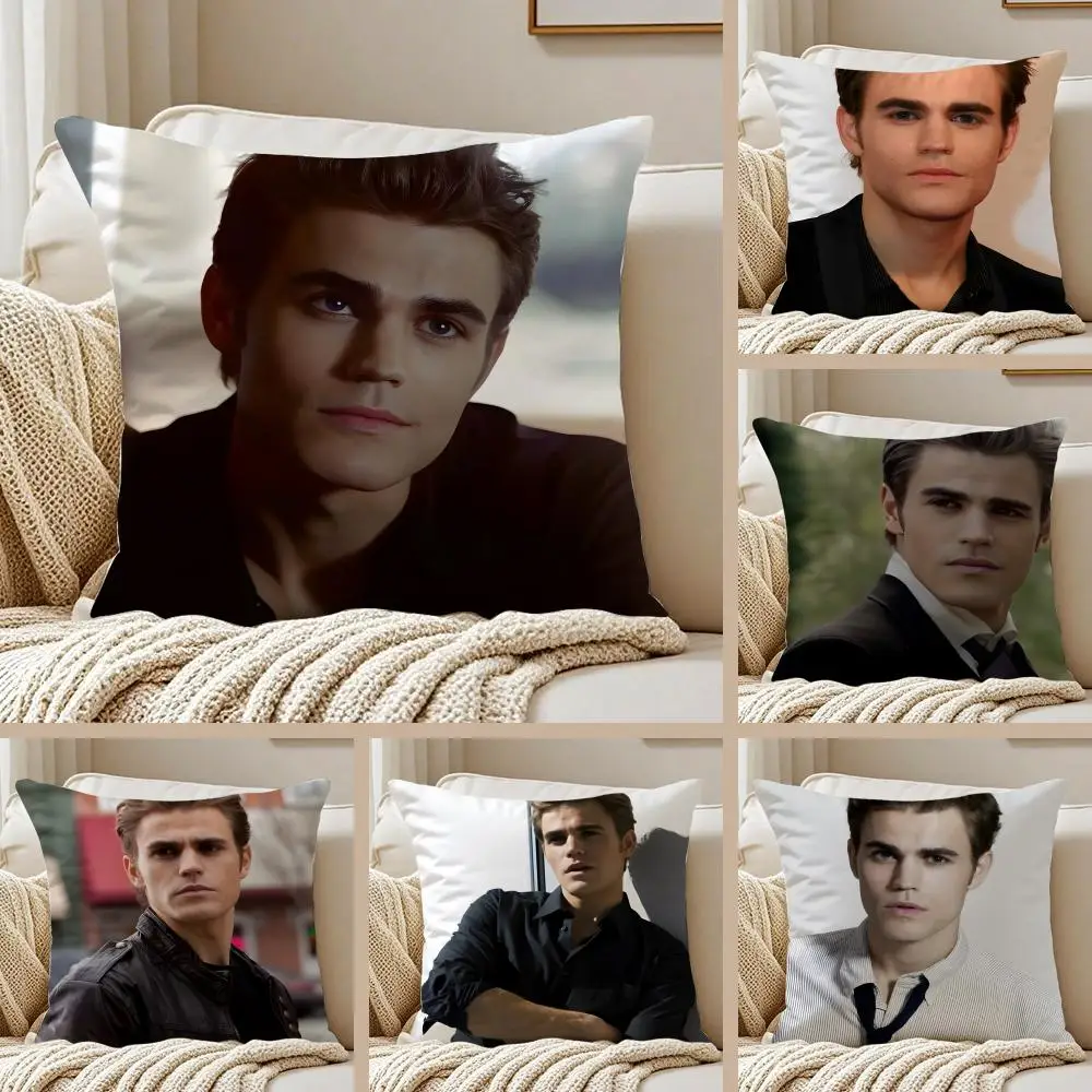 S-Stefan Salvatore Vampire Diaries Lead Cushion Cover Pillowcase Anti-dustmite Invisible Zipper Short Plush Sofa Cushion