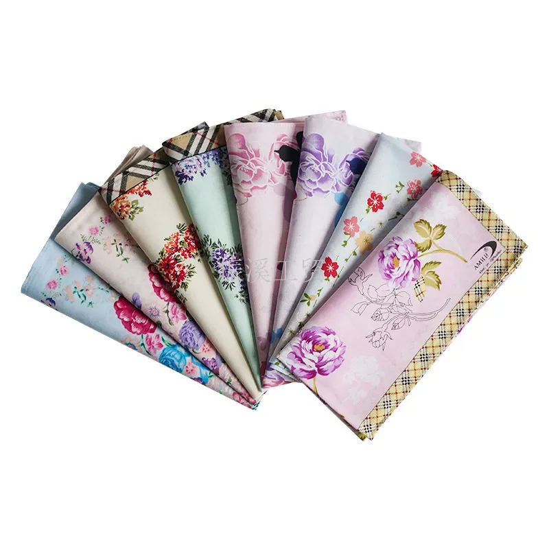 

3Pcs 43x43cm Classic Flower Printed 100% Cotton Women Lady Sweat Scarf Handkerchief Wedding Party Gift