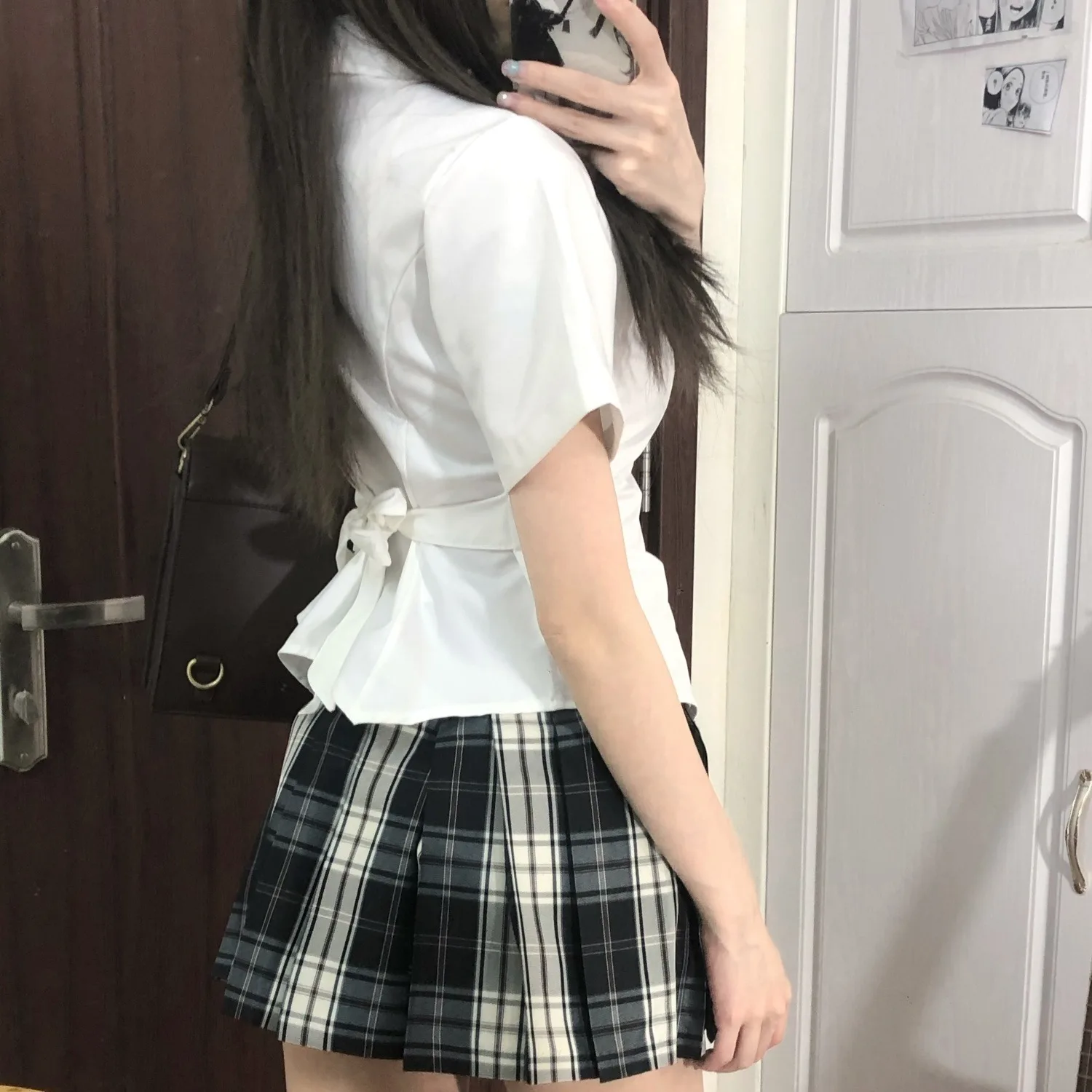 일본 JK 교복 허리 수트 셔츠 체크 스커트 나비 넥타이 쓰리피스 수트 칼리지 스타일 핫걸 의상 여학생 교복