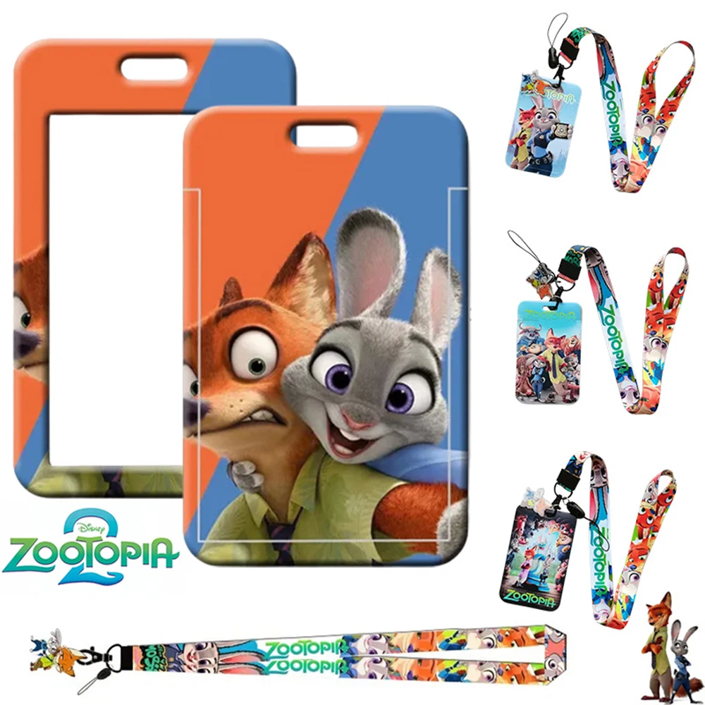 Disney Zootopia Anime Themed Card Holder, Bus Metro Pass Case with Polyester Lanyard for Fans