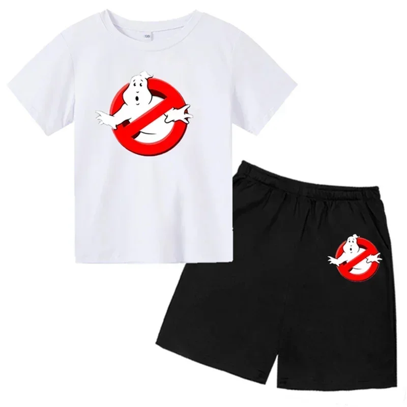 Summer Children T-shirts +shorts Suits Ghostbusters Toddle 2-12 Years Boys Girl Casual Print Short Sleeve movies Clothes Sets