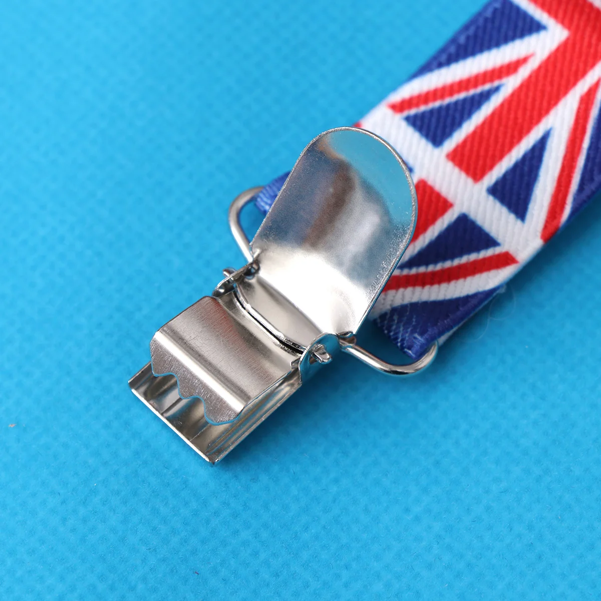 

Elastic Suspenders with Uk Flag Printing Adjustable Clip on Braces for Pants Jeans Holders Secure Non-Slip Clamps Unisex Fashion