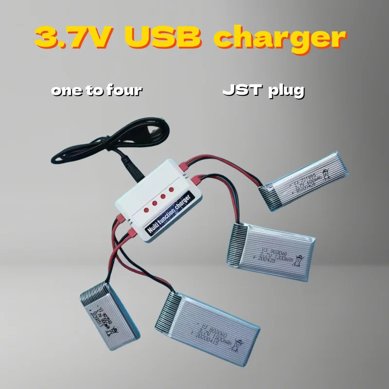 Ferngesteuertes Flugzeug, Drohne, Modellflugzeug, Lithium-Akku 3,7V, Ein-zu-Vier USB-Ladegerät, JST-Ladekabel