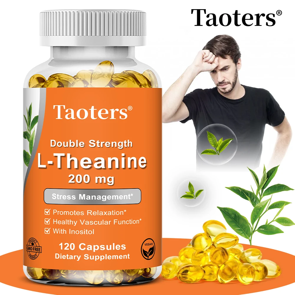 

L-Theanine Sleep Support Supplement, Relaxation and Mood Support Capsules, Improves Focus and Concentration, Highly Absorbed