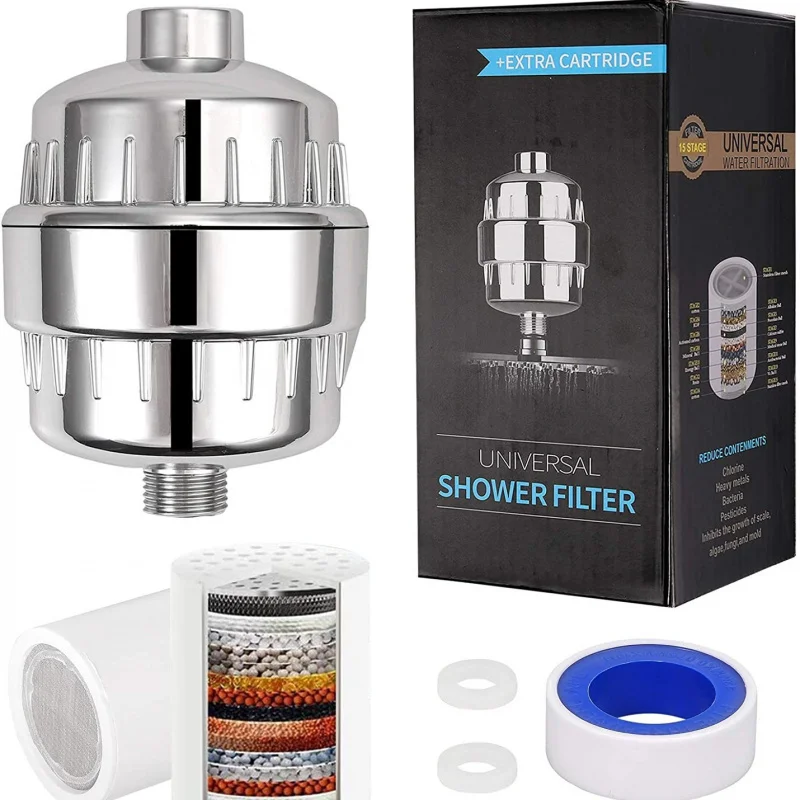 15Home Use Filter Shower Water Purifier Skin Care Chlorine Removal Filter Bath Softener Shower Head Set
