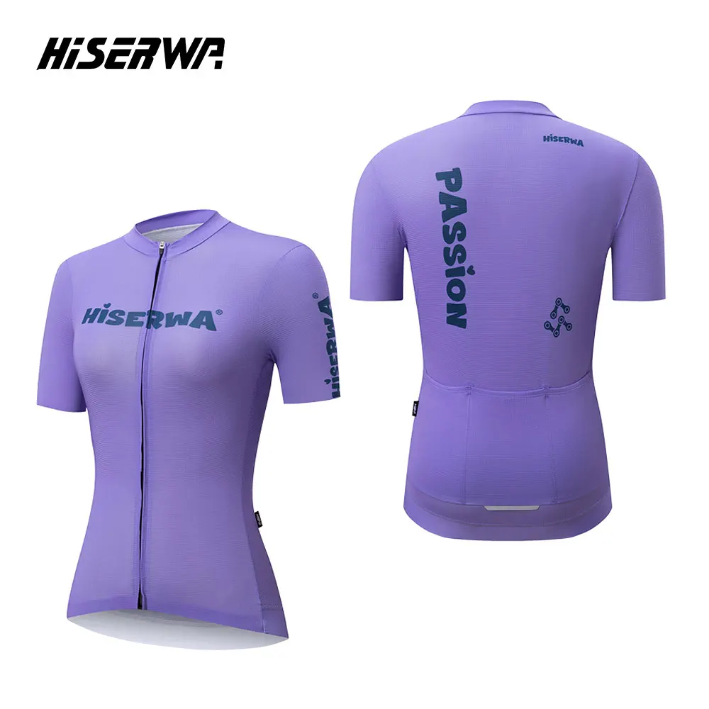 

HISERWA женский велосипедный трикотаж с коротким рукавом, летняя высококачественная рубашка MTB Maillot, трикотаж для шоссейного велоспорта, одежда для горного велосипеда